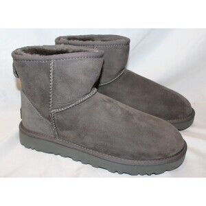 UGG Women's Classic Suede Shearling Lined Mini II Boots GRAY NWOB 8